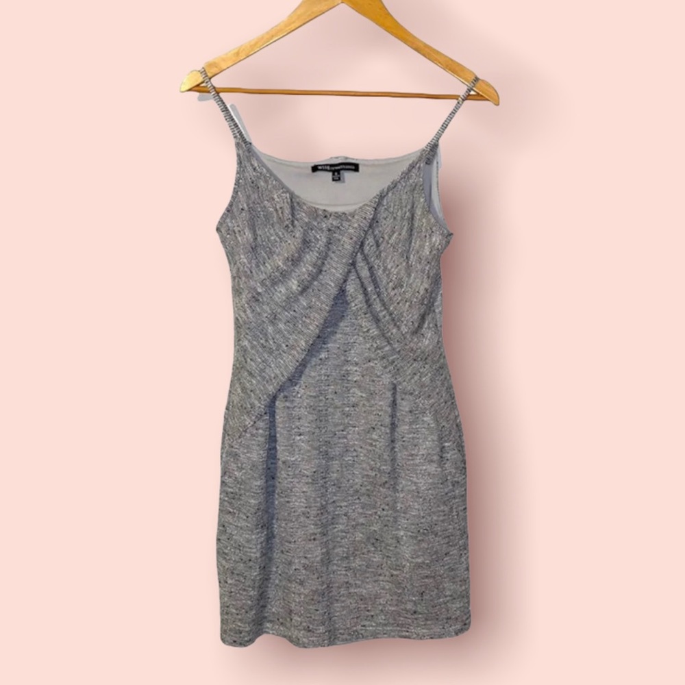 W118 by Walter Baker Small Dress Gray Tweed Cocktail Spaghetti Straps Body Con